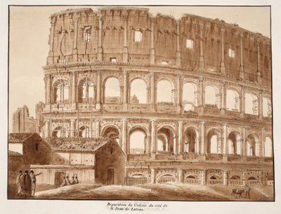 Restaurierung des Kolosseums von der Seite von St. Johannes im Lateran, 1833 von Agostino Tofanelli